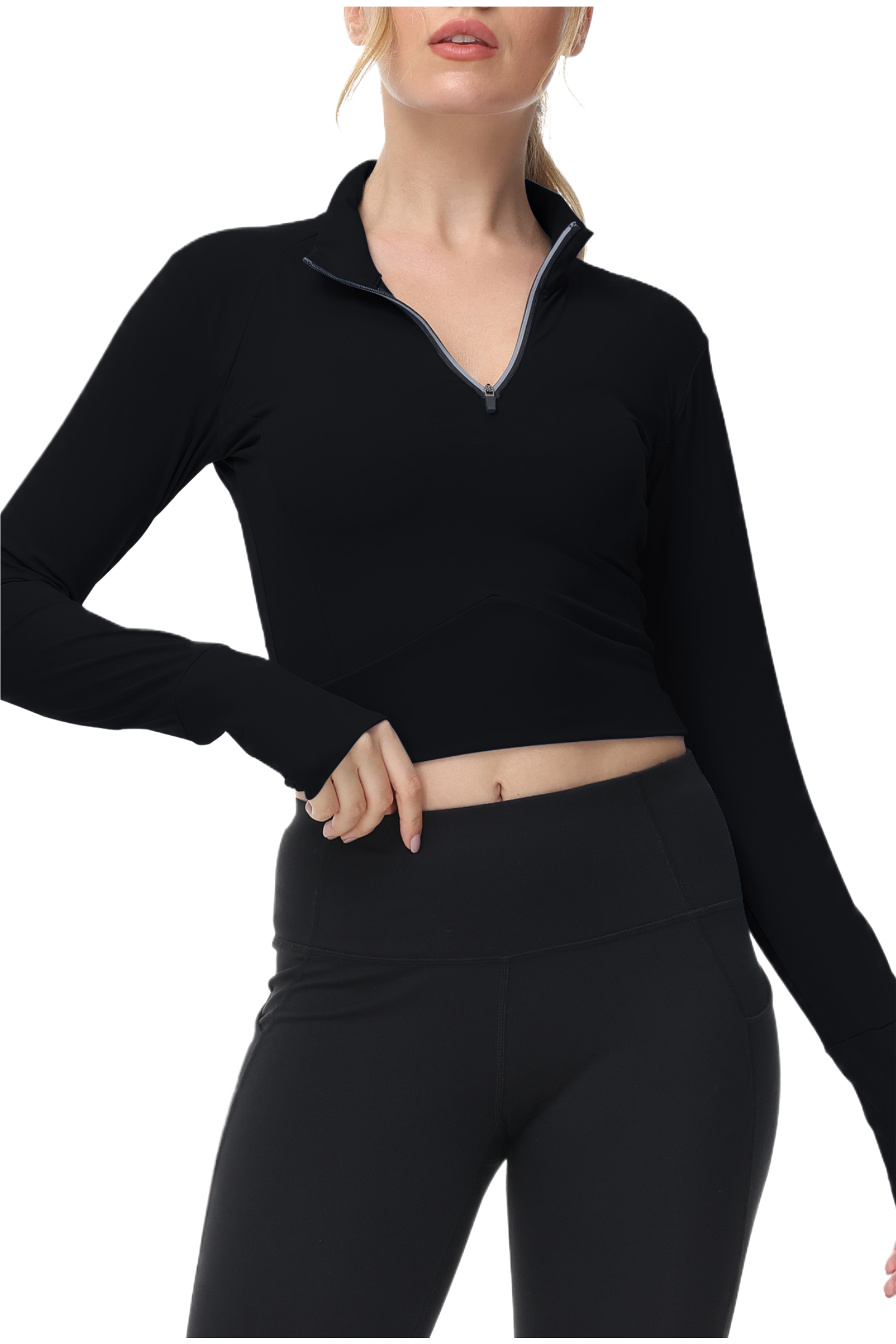 Women's 2025 Cropped Zip - Up Workout Jackets. Slim Fit, Lightweight for Running