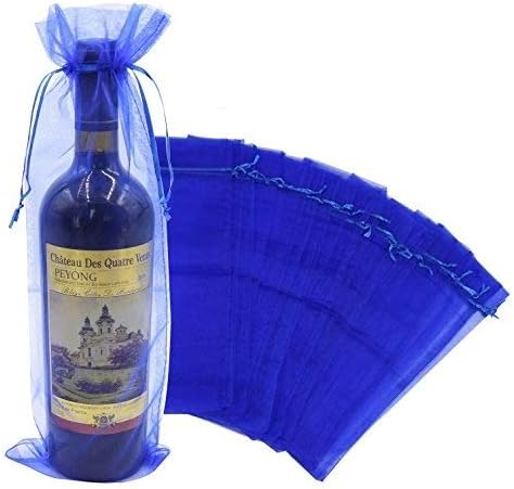 Cakulo 20pcs  Organza Wine Bags 5.5x14.5in Drawstring for Wedding Baby Shower