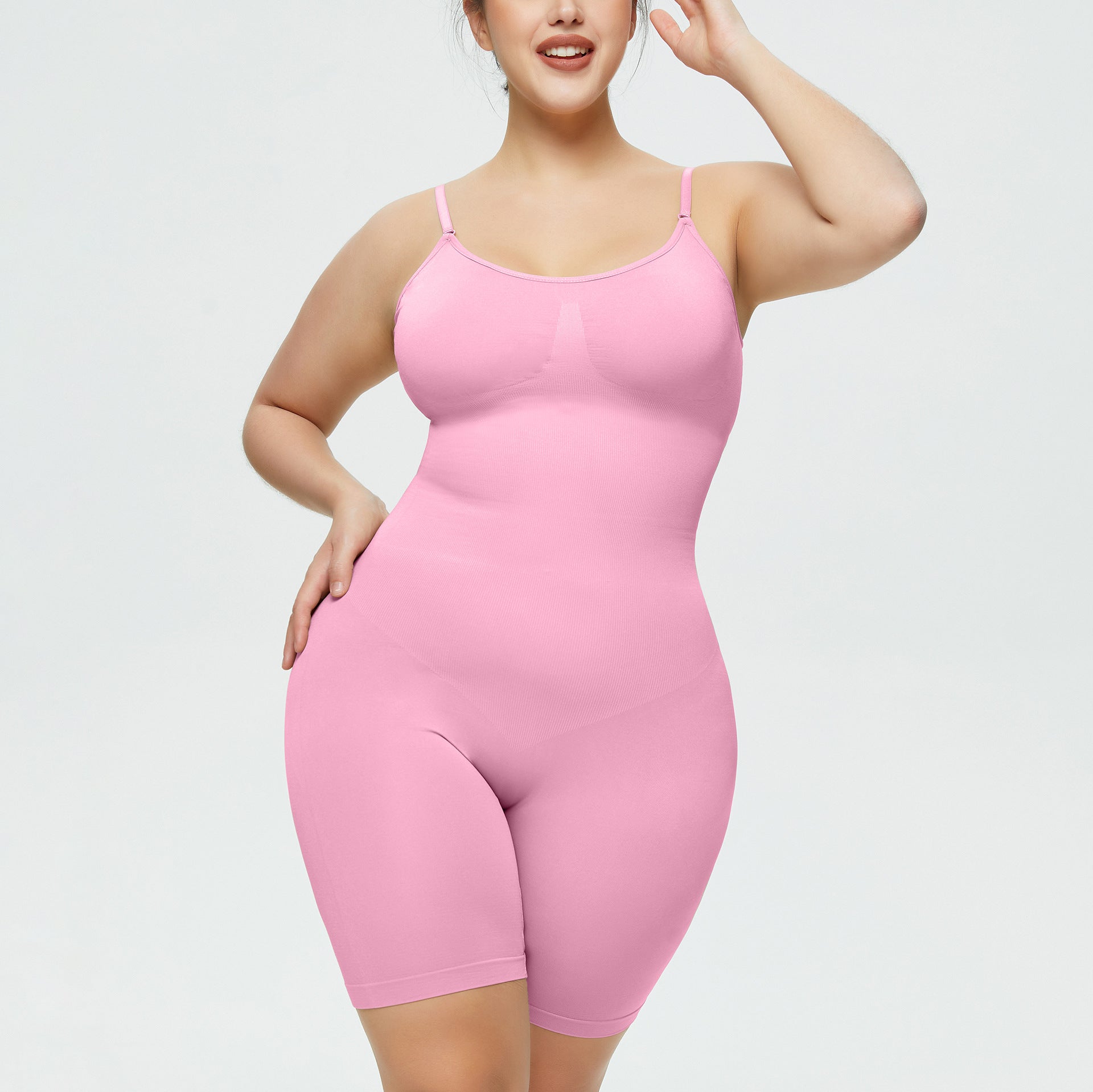 Cakulo Plus Size Postpartum Hip Lifting Seamless Full Body Belly Contraction One Piece Shapewear