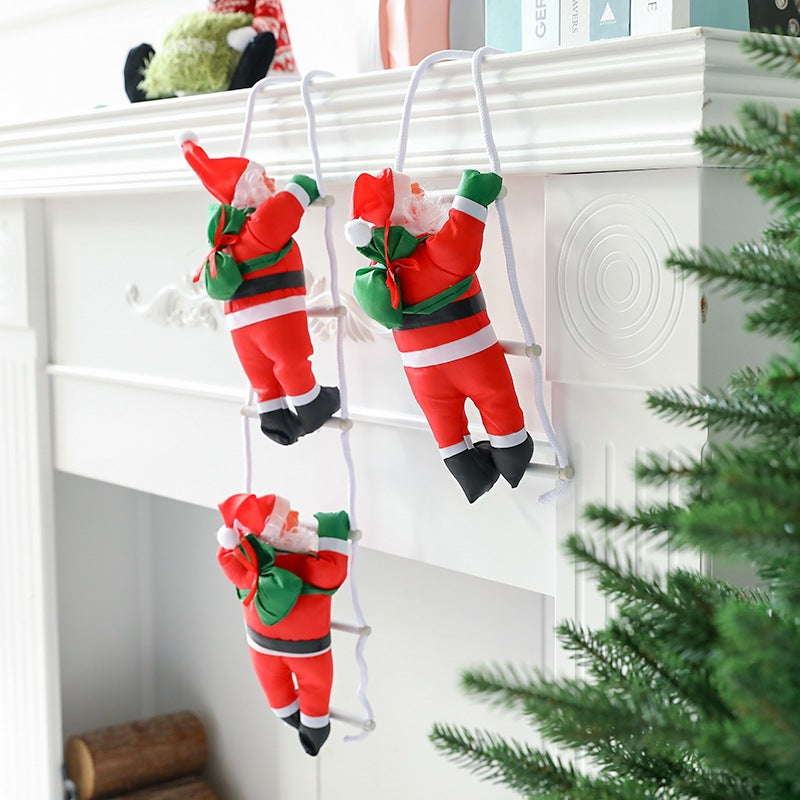 Santa Claus Climbing Ladder Desktop Creative Ornament Christmas Decoration Scene Setup Hanging Christmas Tree Decoration