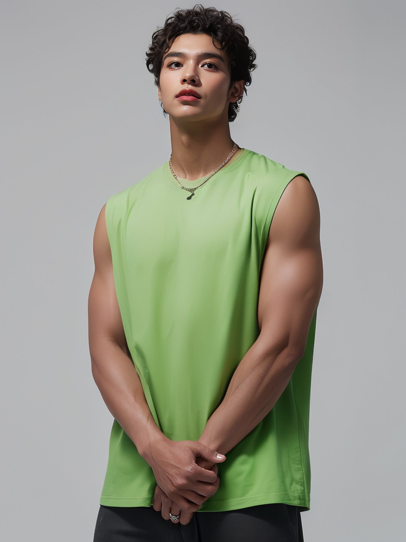 Cakulo Men's Wide Shoulder Sleeveless Vest Men's Simple Solid Color Loose