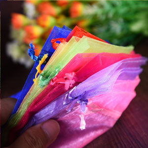 Cakulo 50pcs 6.7x9in Organza Bags Drawstring for Jewelry Candles Wine
