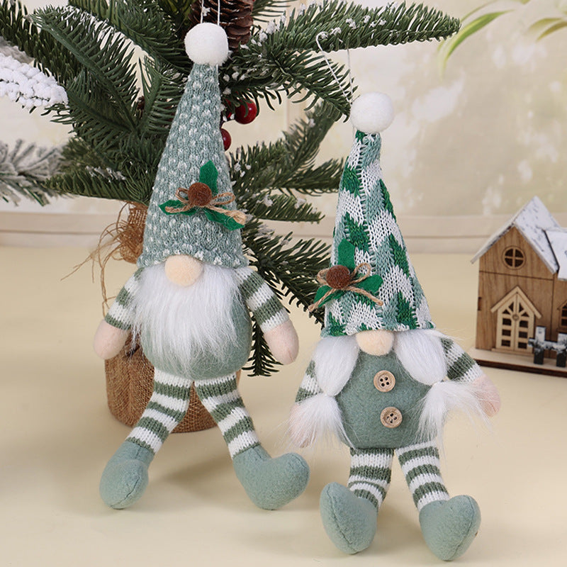 Christmas Decoration Supplies Pendant Striped Knitted Hat Rudolph Hanging Leg Doll Gnome Party Ornament