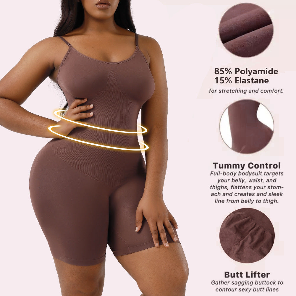 Cakulo Plus Size Postpartum Hip Lifting Seamless Full Body Belly Contraction One Piece Shapewear