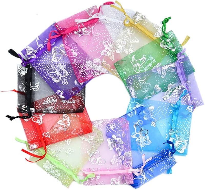 Cakulo 4x6 Organza Bags Mixed Coralline JewelryCandy Mesh Drawstring for Weddings