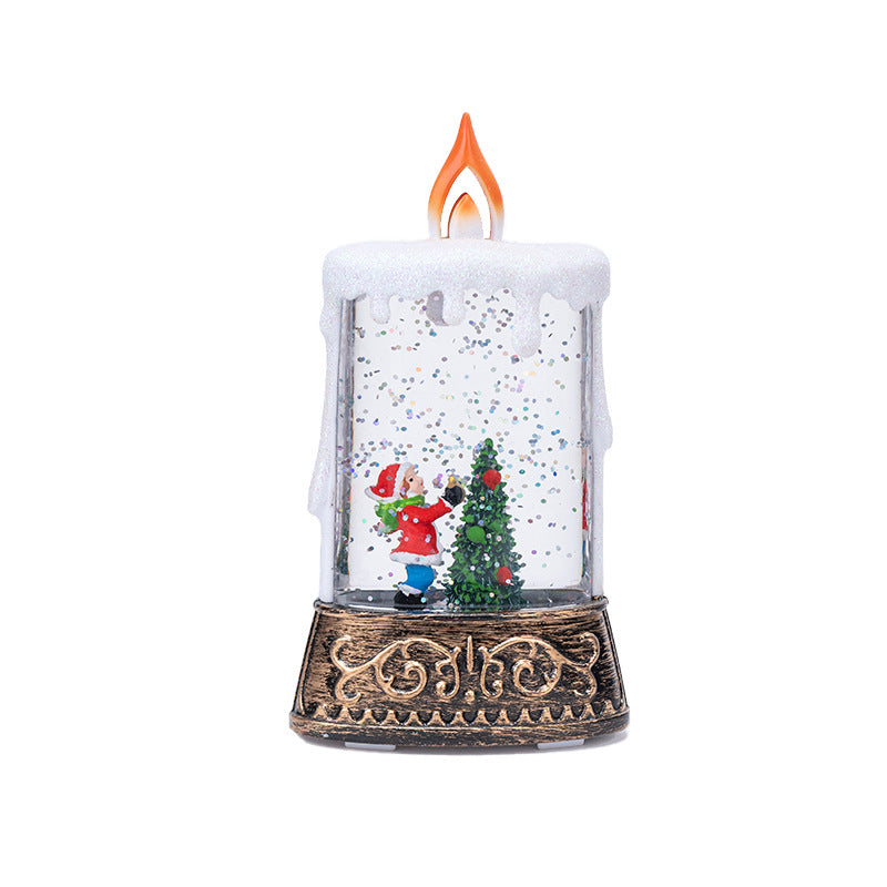 Christmas Glowing Water-Filled Candle Small Lantern Decoration Gift Elderly Water Feature Lamp Desktop Ornament Christmas Tree Arrangement