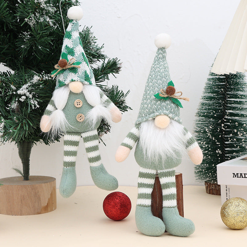 Christmas Decoration Supplies Pendant Striped Knitted Hat Rudolph Hanging Leg Doll Gnome Party Ornament