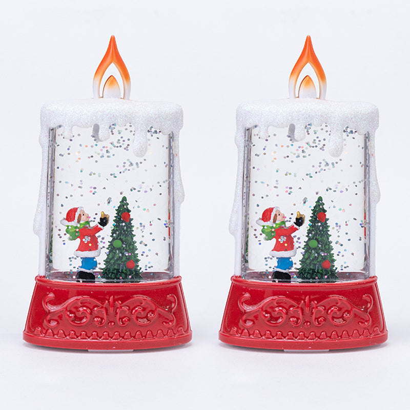 Christmas Glowing Water-Filled Candle Small Lantern Decoration Gift Elderly Water Feature Lamp Desktop Ornament Christmas Tree Arrangement