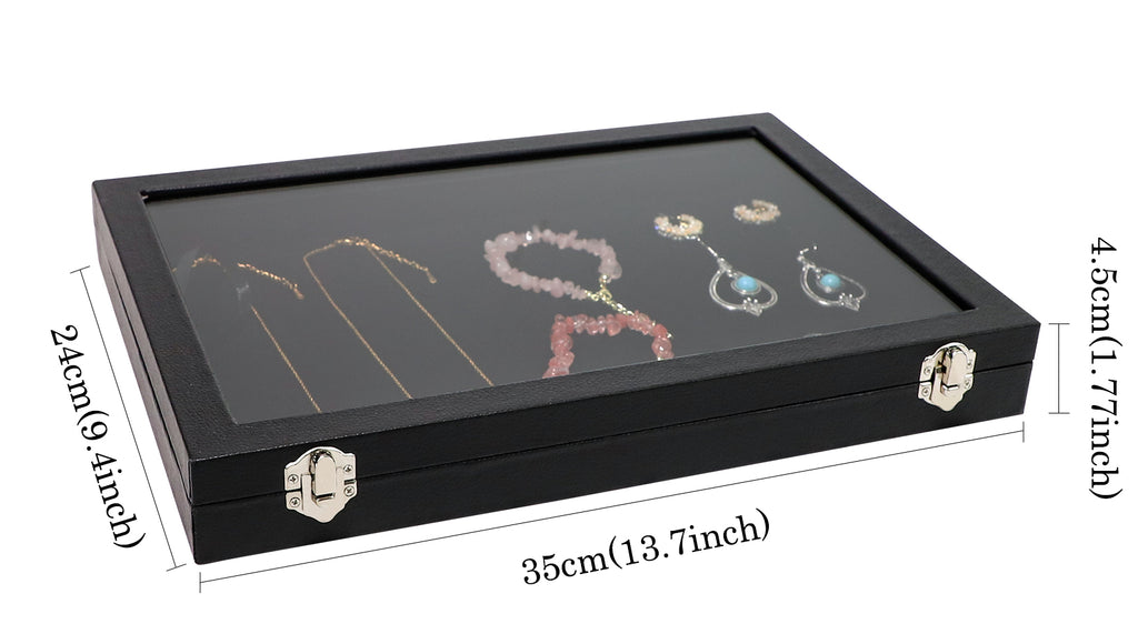 Cakulo Display Box Black Jewelry Storage Box with Clear Lid Holds Multiple