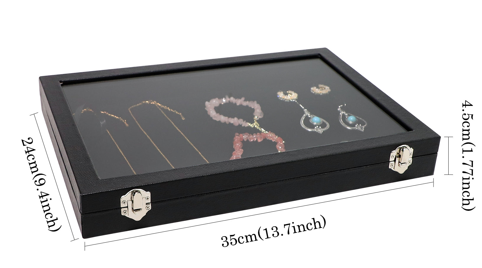 Cakulo Display Box Black Jewelry Storage Box with Clear Lid Holds Multiple