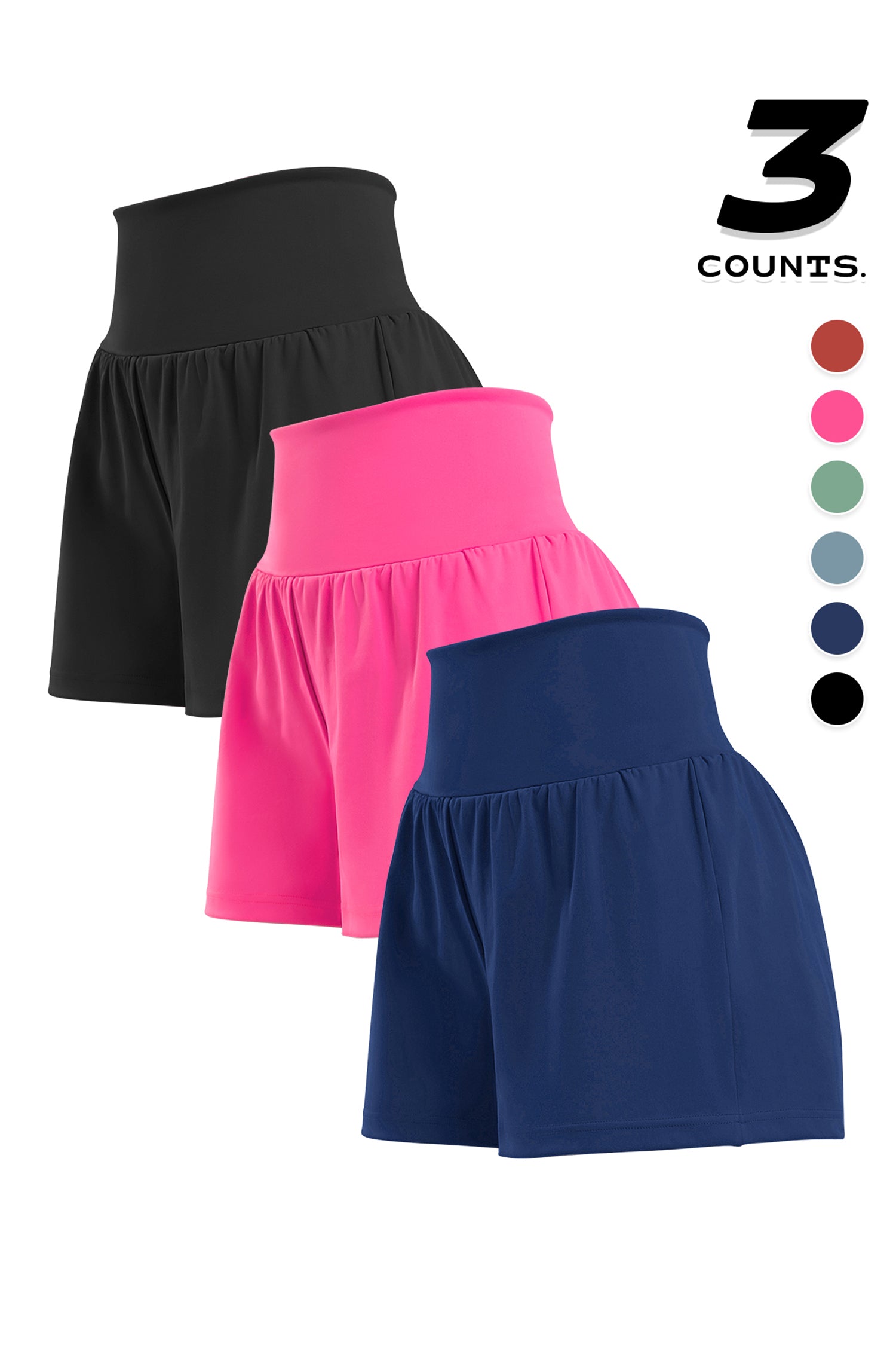 Cakulo High Waist Fake 3 Piece Yoga Women's Shorts With Invisible Pocket Breathable & Quick  Dry for Fitness