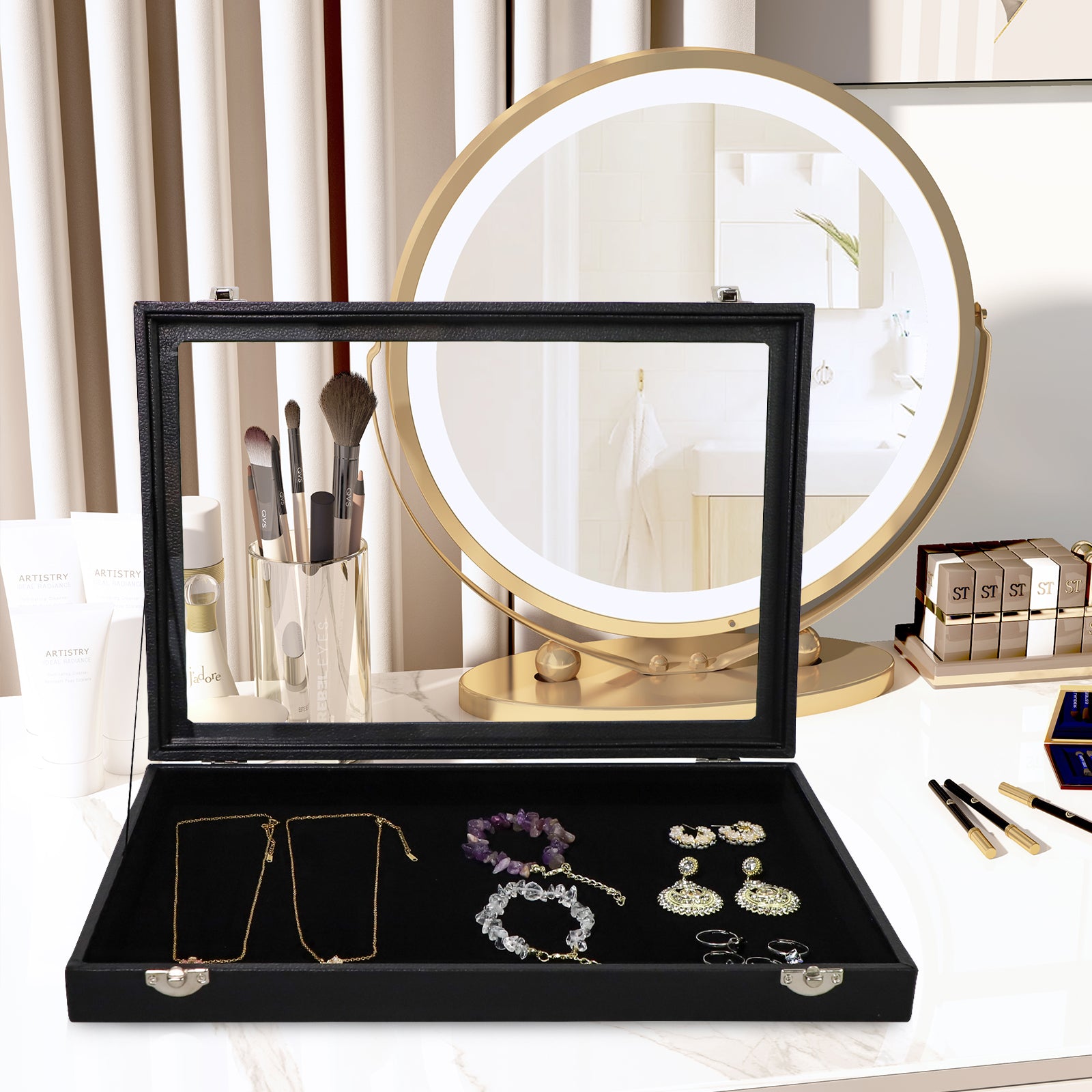 Cakulo Display Box Black Jewelry Storage Box with Clear Lid Holds Multiple