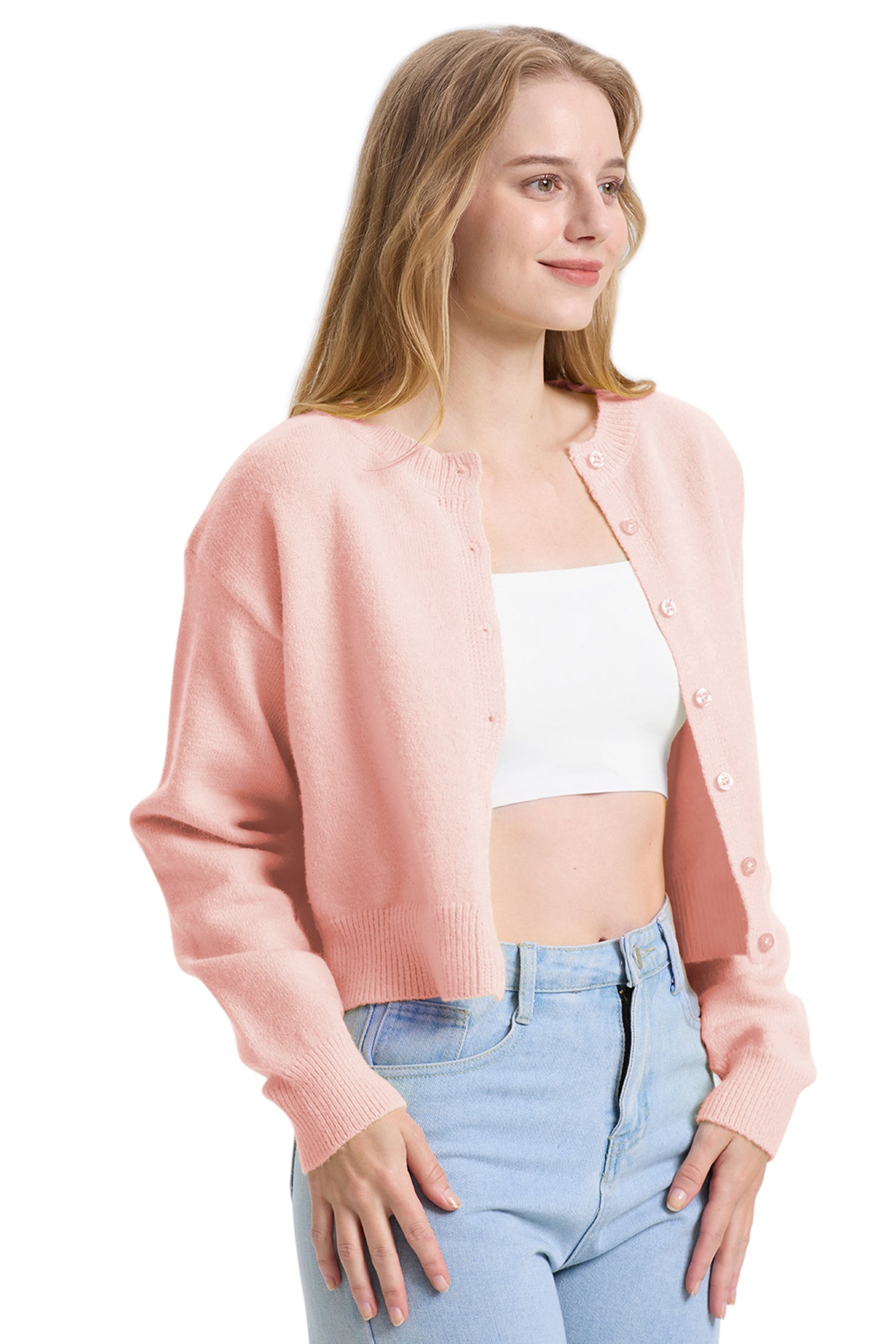 Cakulo Women's Cropped Cardigan Sweater Long Sleeve Y2K