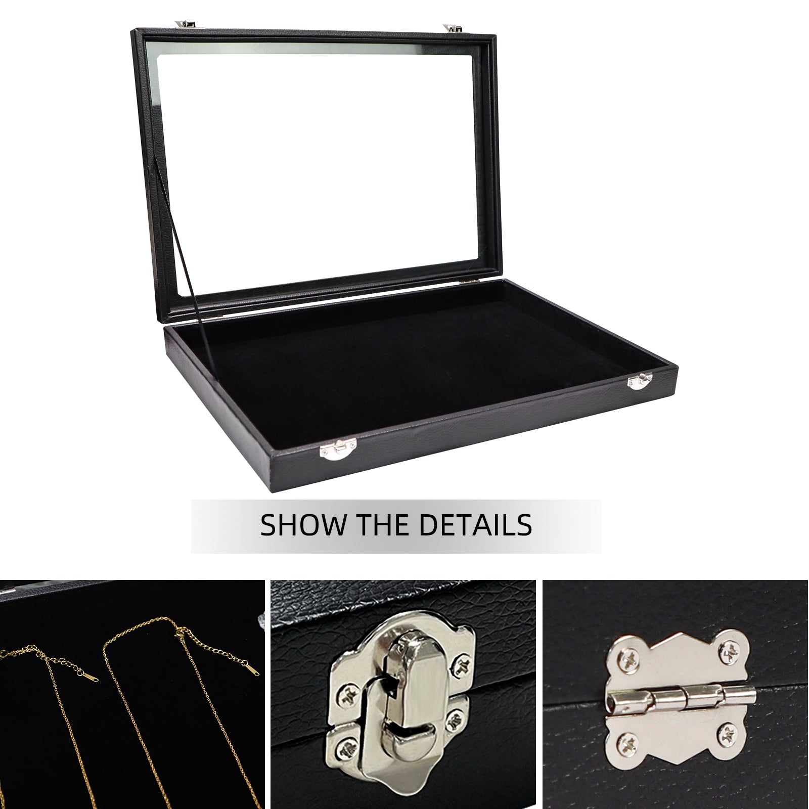 Cakulo Display Box Black Jewelry Storage Box with Clear Lid Holds Multiple