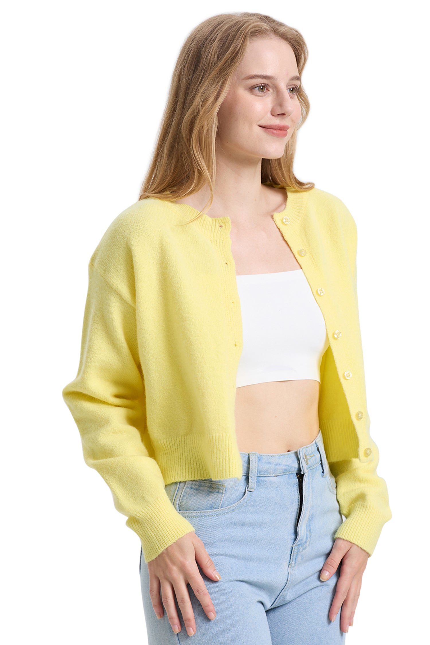 Cakulo Women's Cropped Cardigan Sweater Long Sleeve Y2K