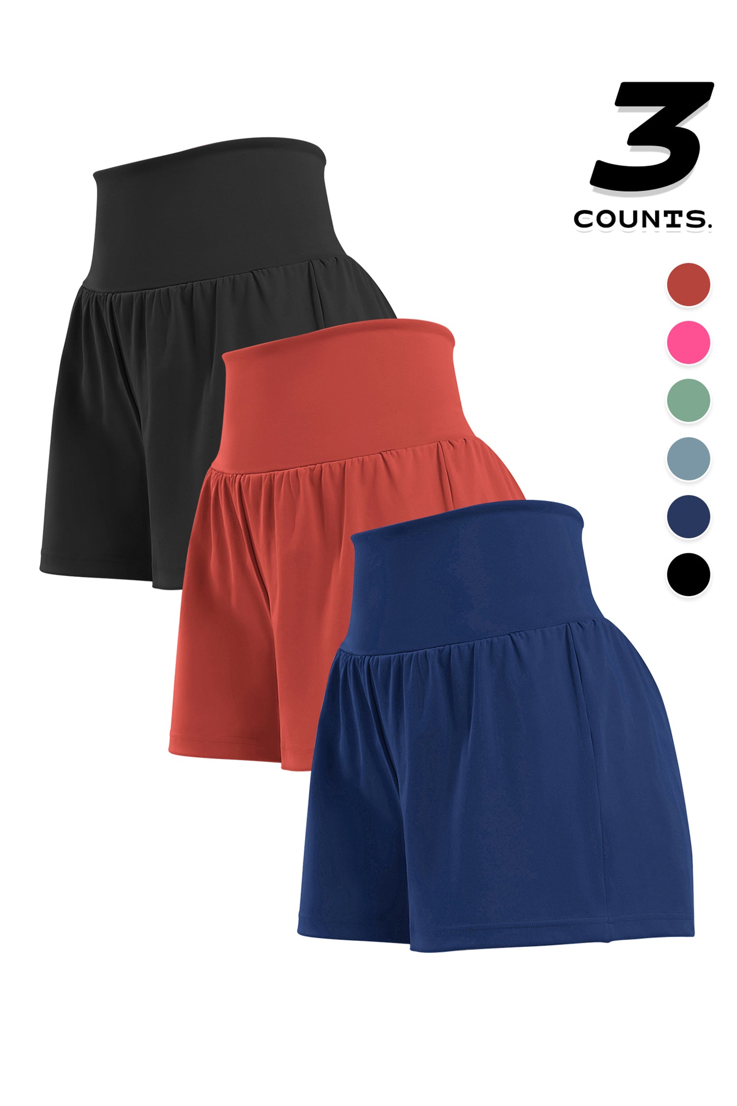 Cakulo High Waist Fake 3 Piece Yoga Women's Shorts With Invisible Pocket Breathable & Quick  Dry for Fitness