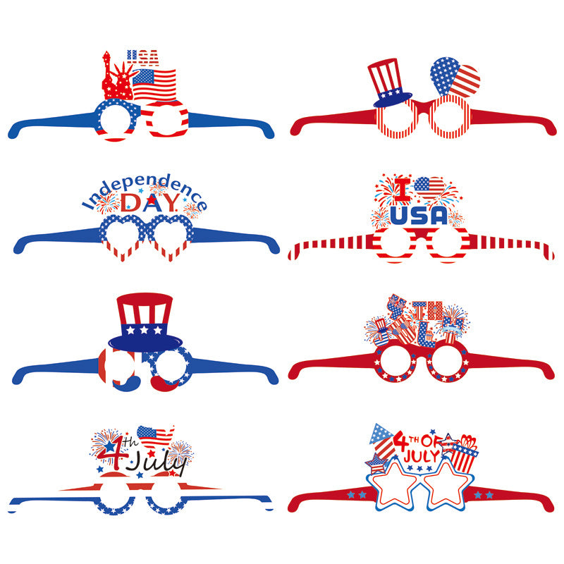 Hot New Product American Independence Day Decorative Glasses American National Day Holiday Photo Props Paper Glasses