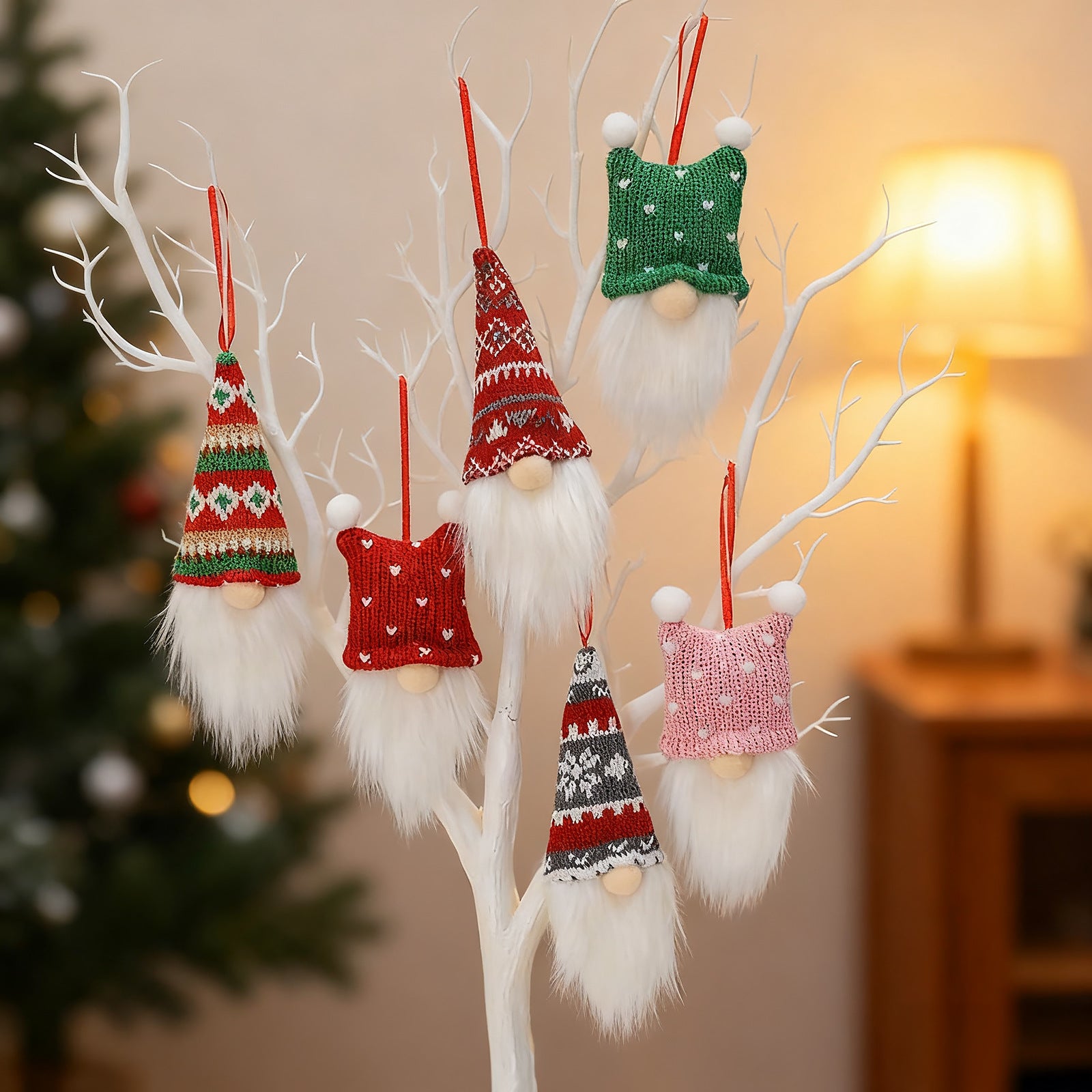3-Piece Mingguan Christmas Nordic Style Knitted Gnome Pendant Set Christmas Decorations Gnome Figurine Ornaments