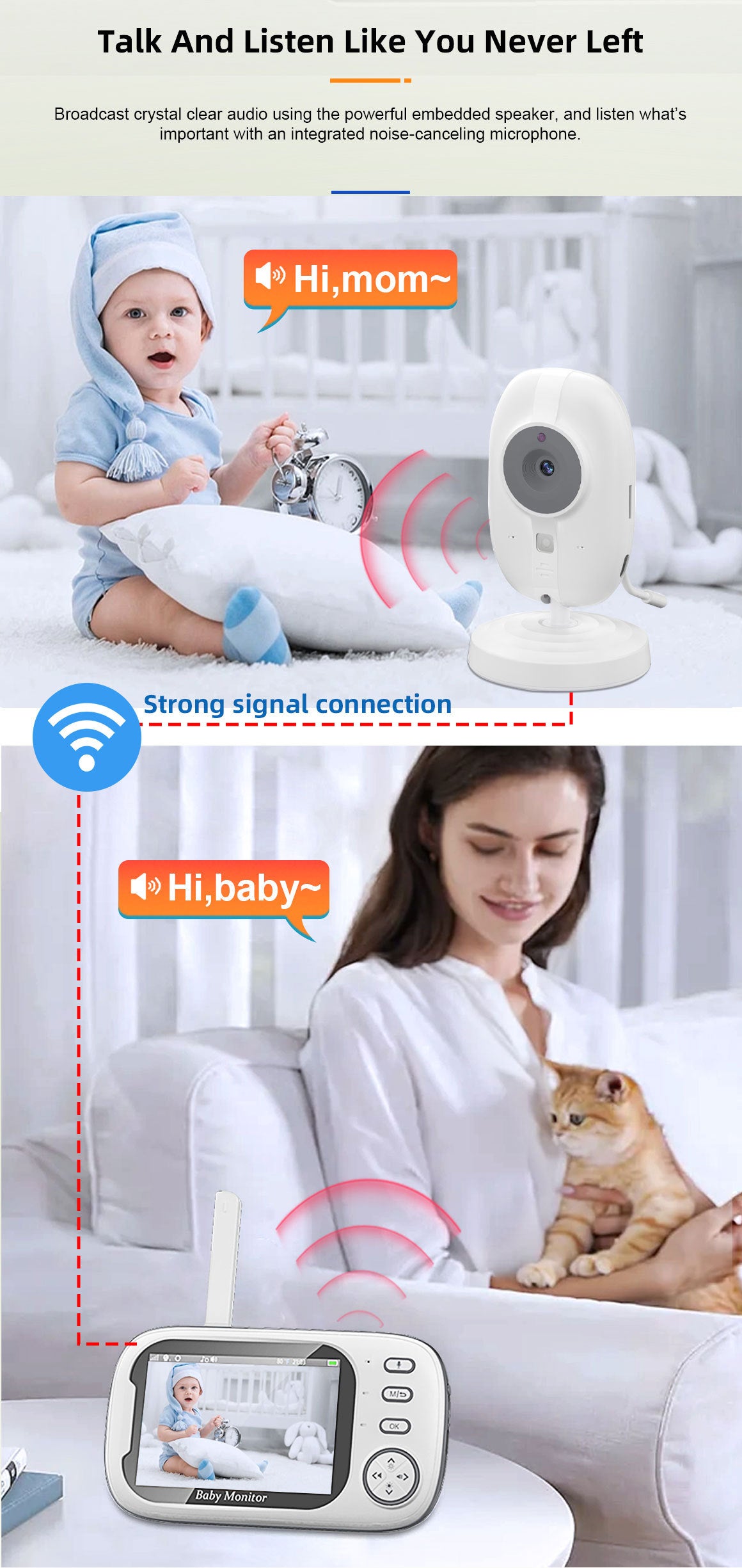 3.5inch Baby Monitor Caregiver Baby Monitor 603 Upgraded Model with Camera