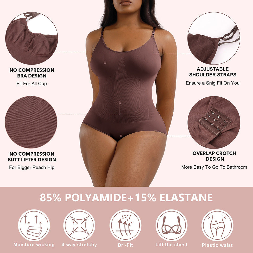 Cakulo Plus Size Postpartum Hip Lifting Seamless Full Body Belly Contraction One Piece Shapewear
