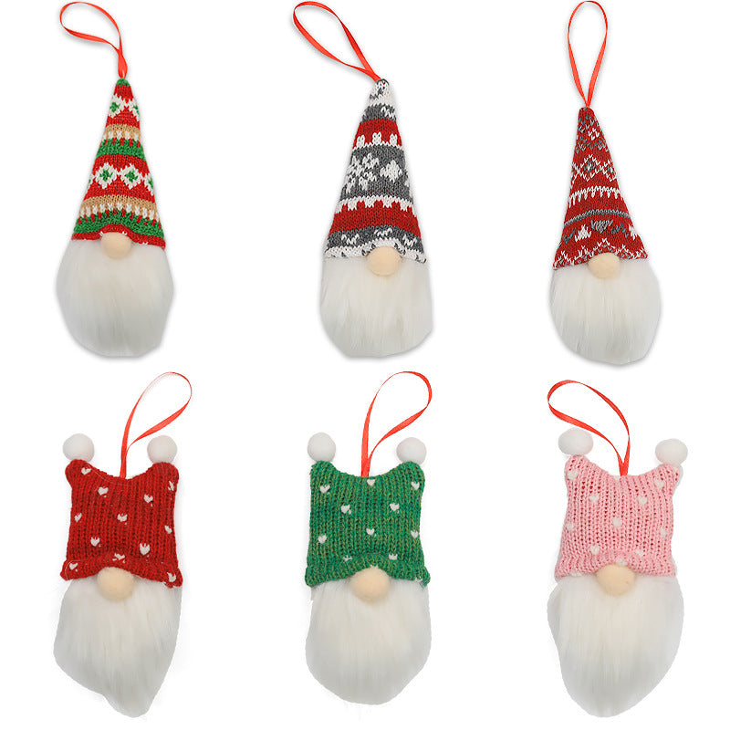 3-Piece Mingguan Christmas Nordic Style Knitted Gnome Pendant Set Christmas Decorations Gnome Figurine Ornaments
