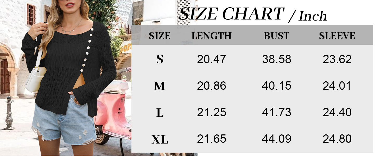 CAKULO Womens Y2K Fall Split Hem Button Off - Shoulder Crochet Sweater