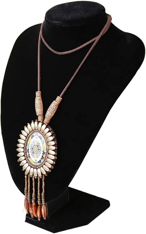 Cakulo Black Velvet Necklace Bust Display 3D Stand for Pendants 10.75in Height