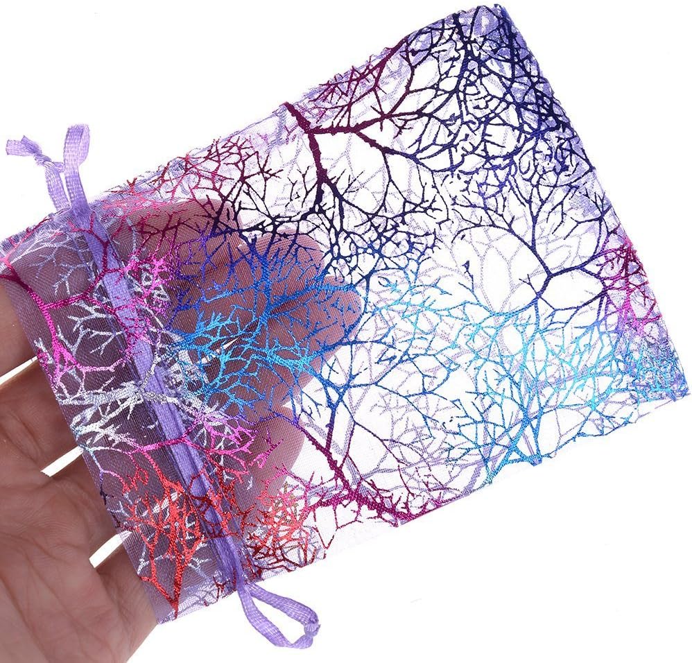 Cakulo 4x6 Organza Bags Mixed Coralline JewelryCandy Mesh Drawstring for Weddings