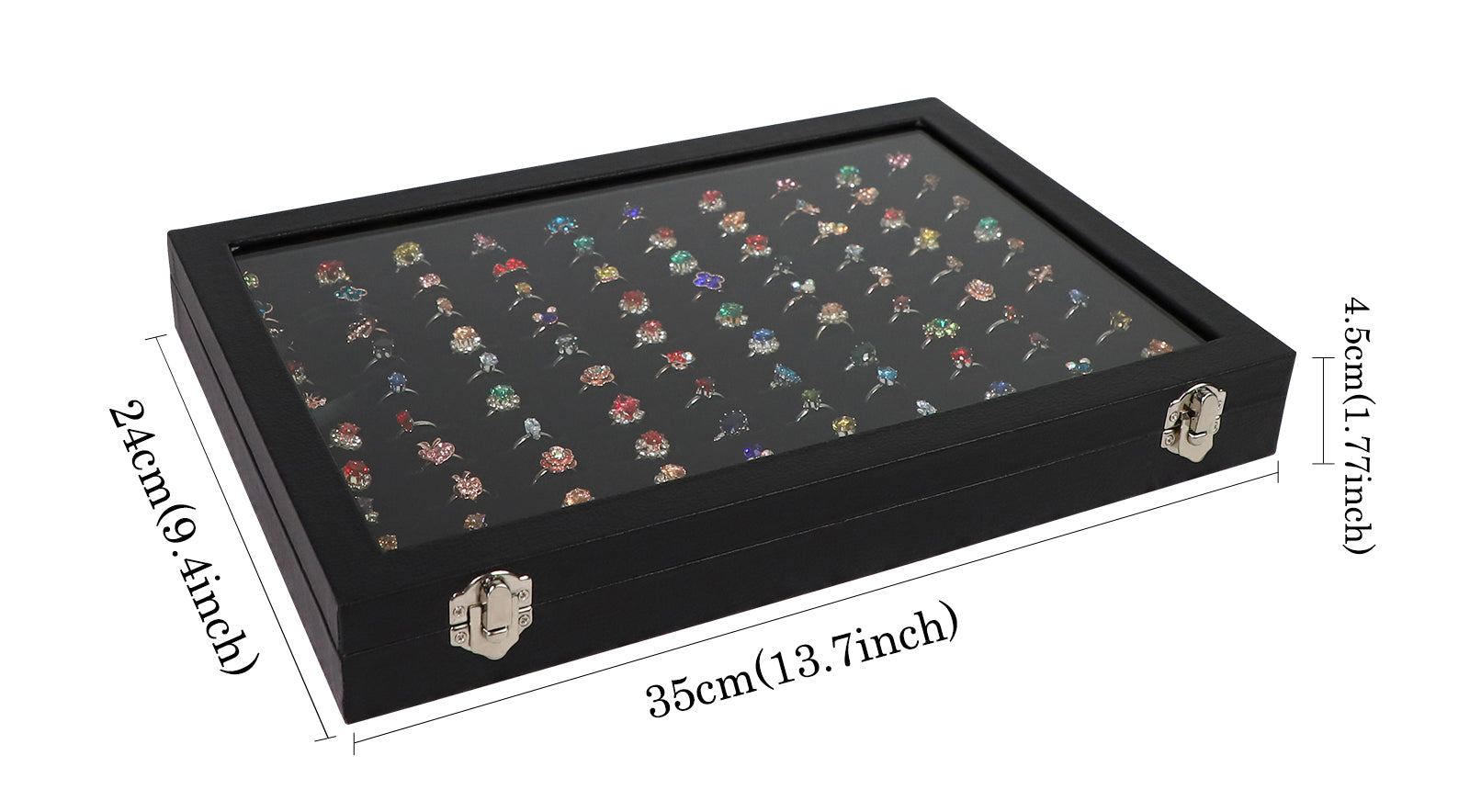 Cakulo Display Box Black Jewelry Storage Box with Clear Lid Holds Multiple