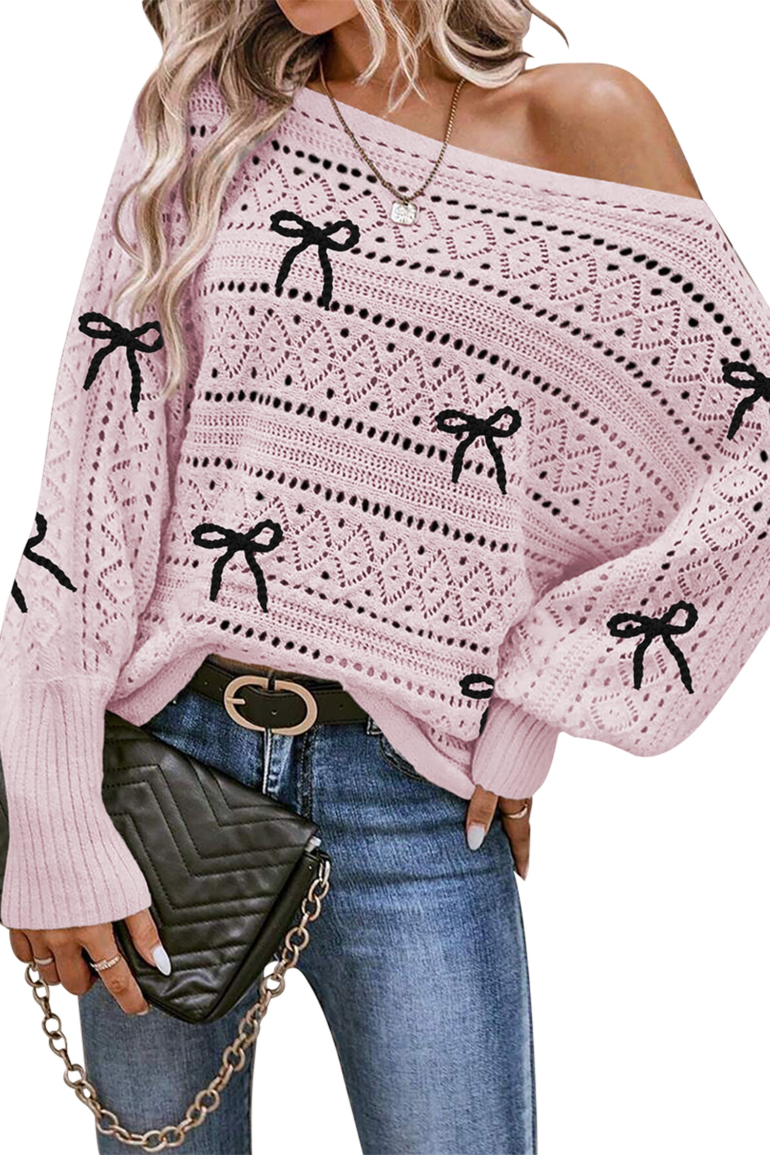 Cakulo Women's Off-Shoulder Batwing Sweater