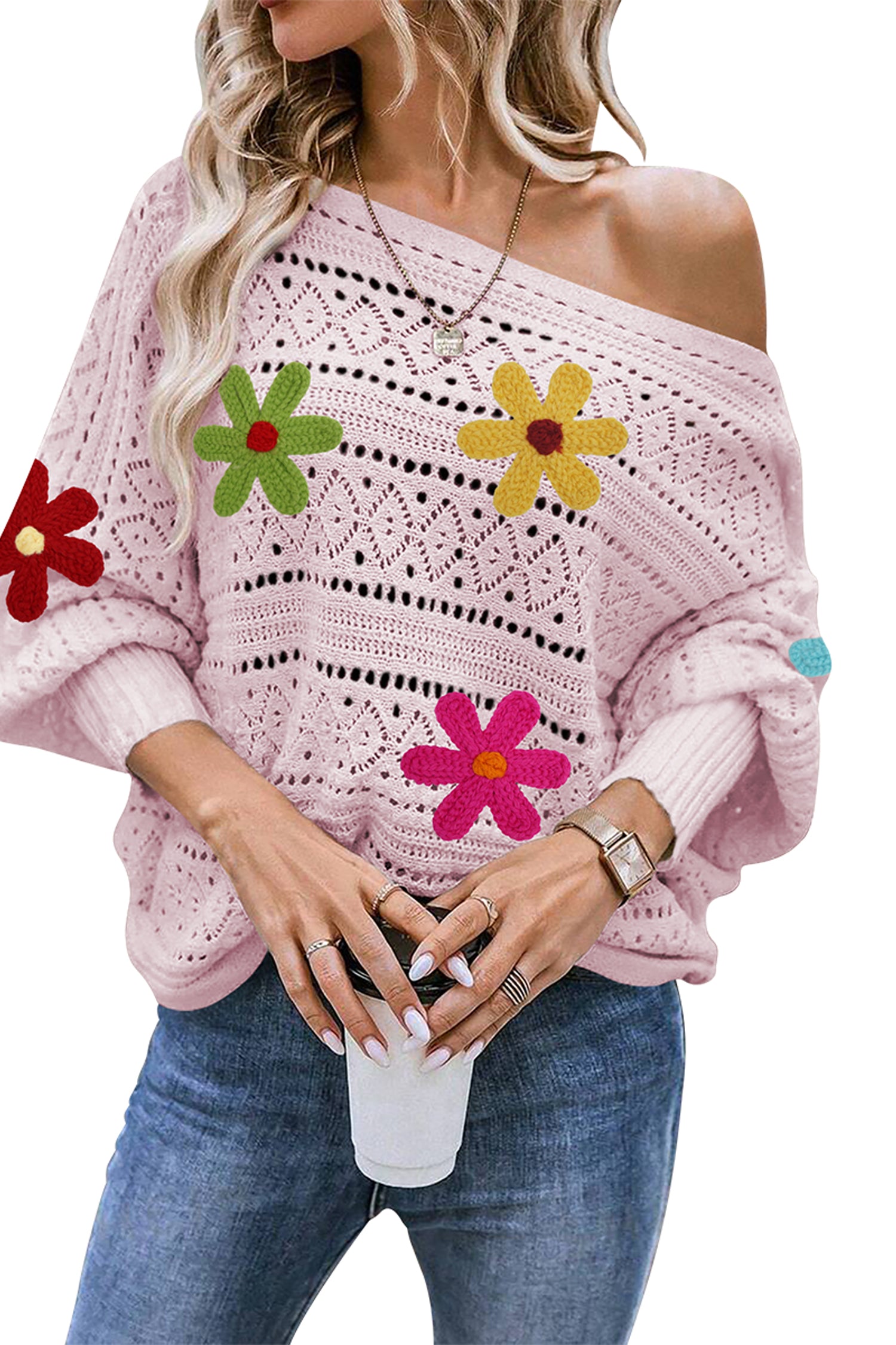 Cakulo Women's Off-Shoulder Batwing Sweater