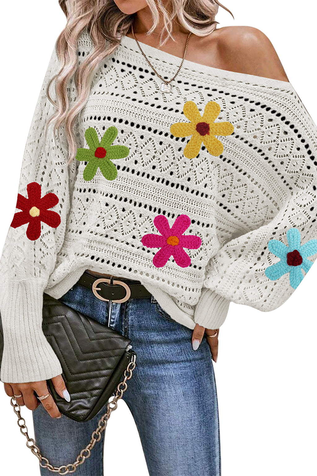 Cakulo Women's Off-Shoulder Batwing Sweater