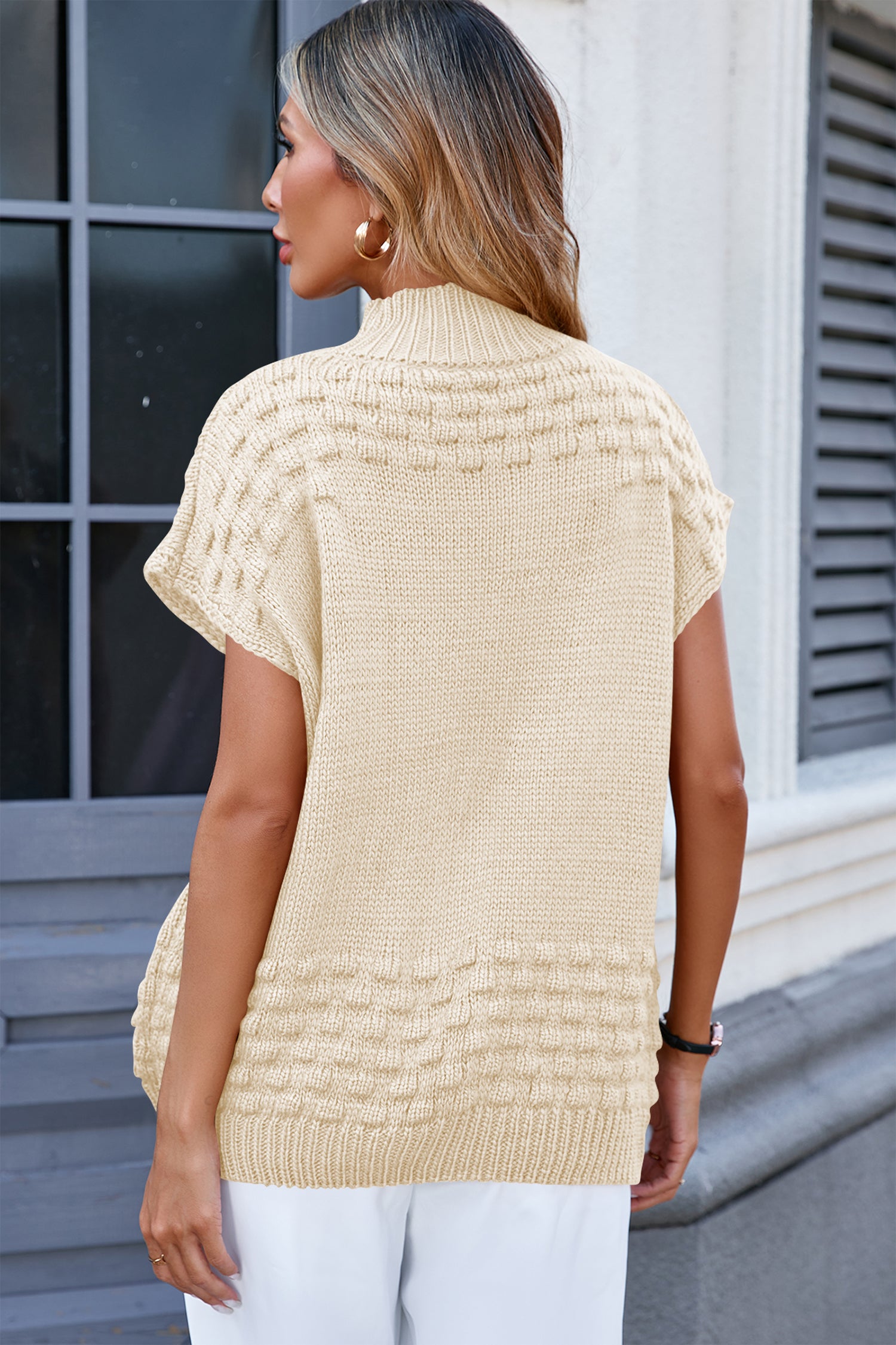 Cakulo Women's Fall Oversized Mock Neck Sleeveless Sweater Vest