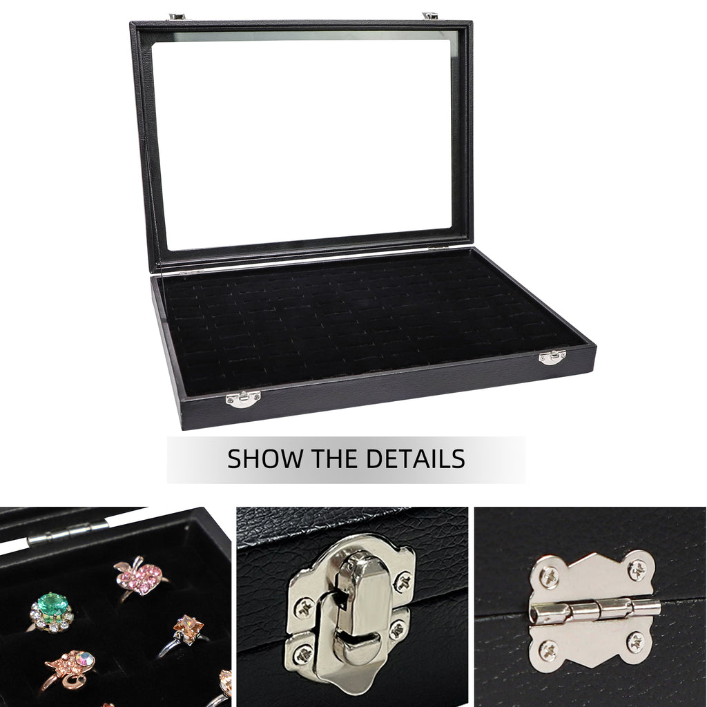 Cakulo Display Box Black Jewelry Storage Box with Clear Lid Holds Multiple