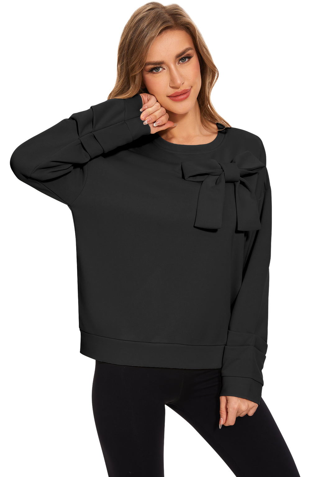 Cakulo Women's Oversized Bow Tunic Sweatshirt