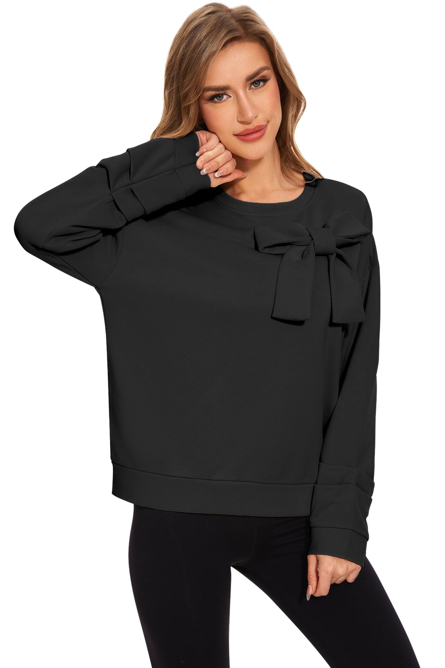 Cakulo Women's Oversized Bow Tunic Sweatshirt