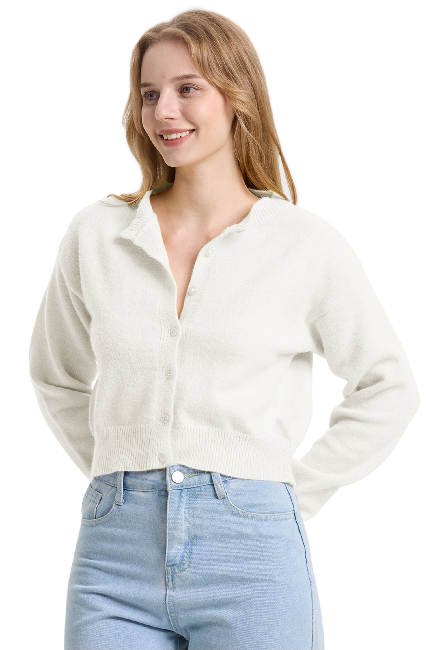 Cakulo Women's Cropped Cardigan Sweater Long Sleeve Y2K