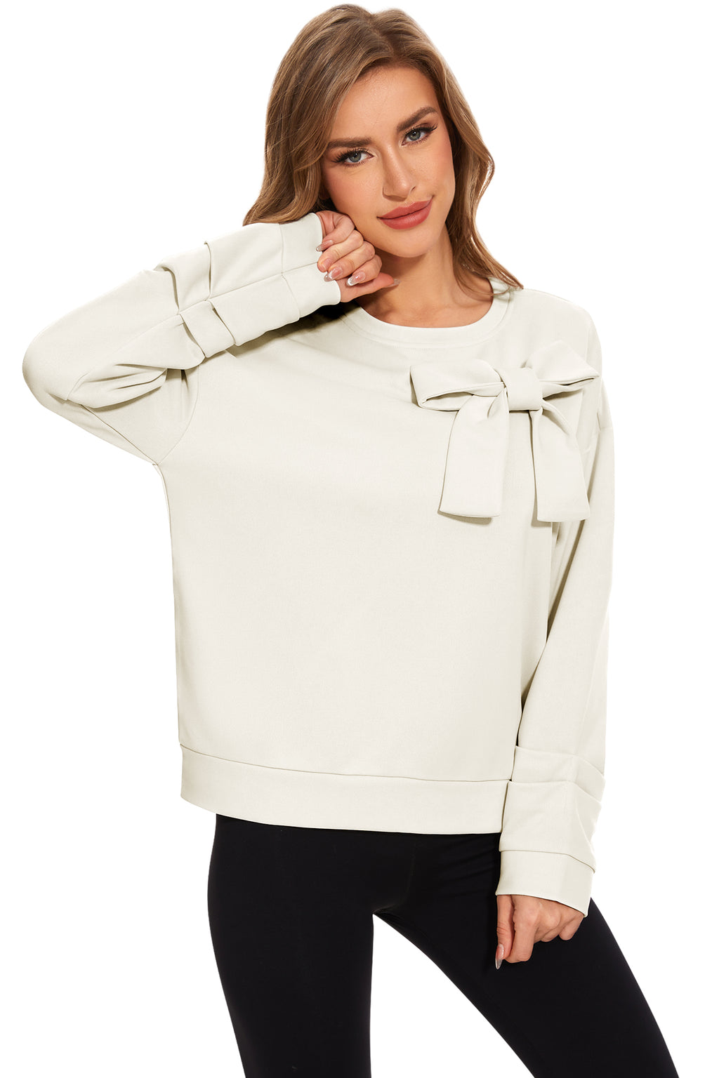 Cakulo Women's Oversized Bow Tunic Sweatshirt