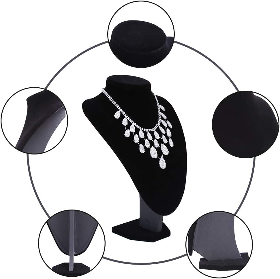 Cakulo Black Velvet Necklace Bust Display 3D Stand for Pendants 10.75in Height