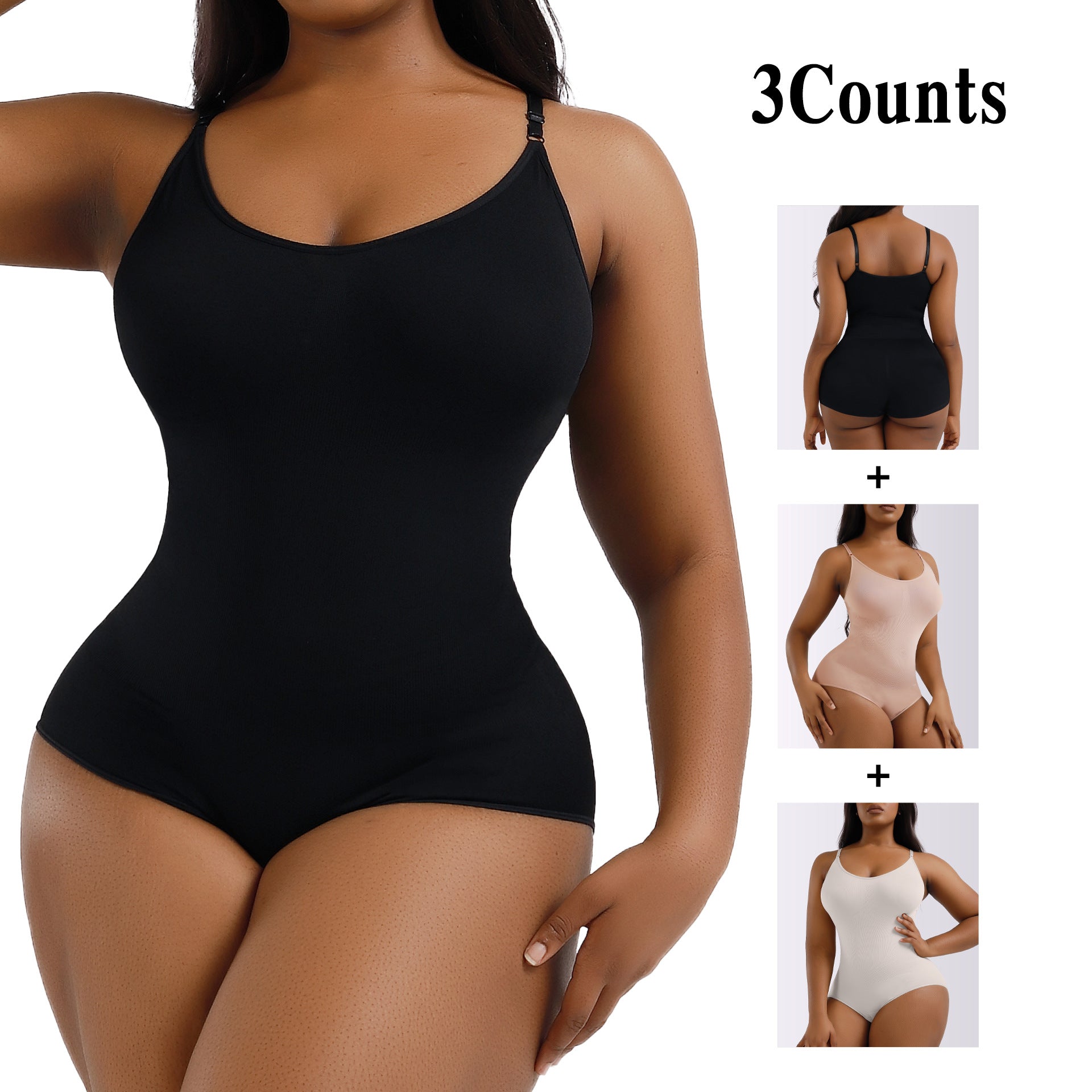 Cakulo Plus Size Postpartum Hip Lifting Seamless Full Body Belly Contraction One Piece Shapewear