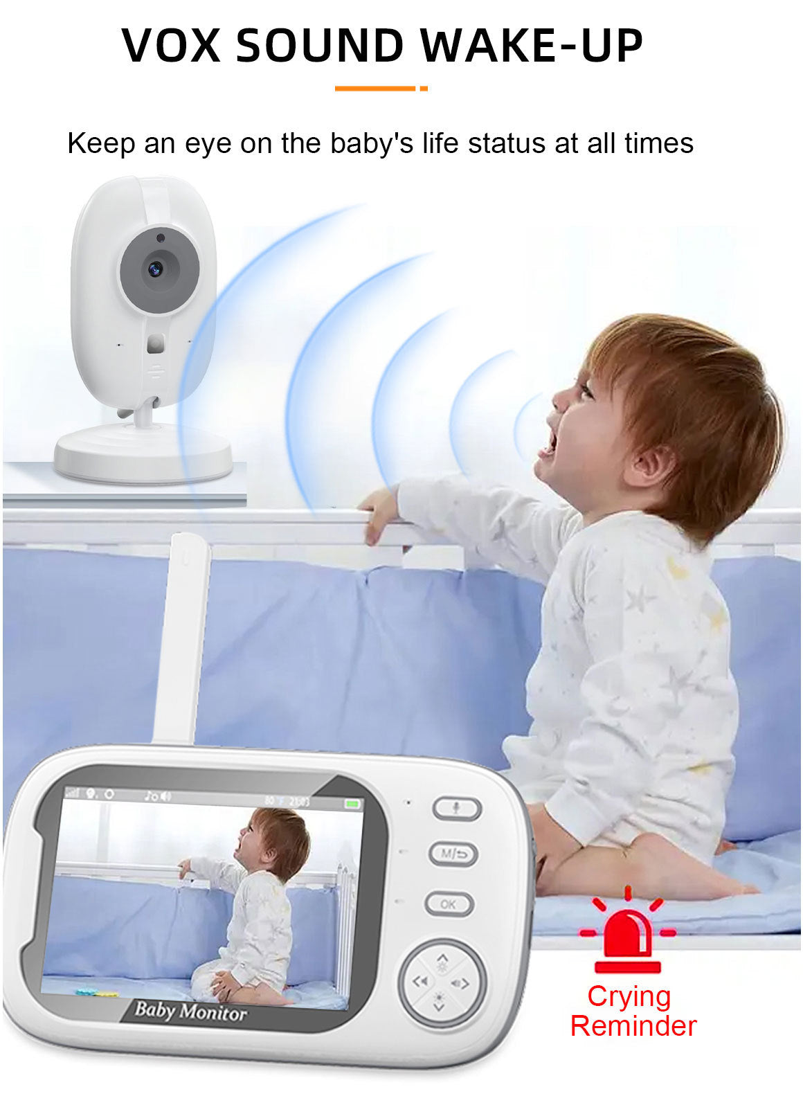 3.5inch Baby Monitor Caregiver Baby Monitor 603 Upgraded Model with Camera
