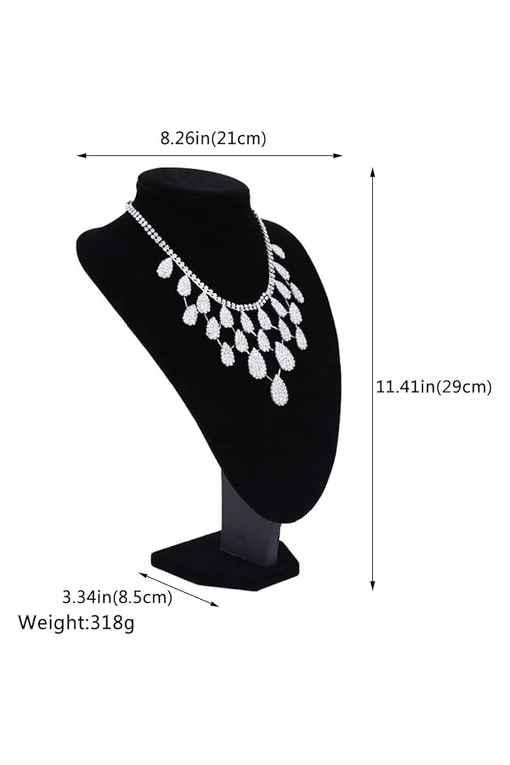 Cakulo Black Velvet Necklace Bust Display 3D Stand for Pendants 10.75in Height
