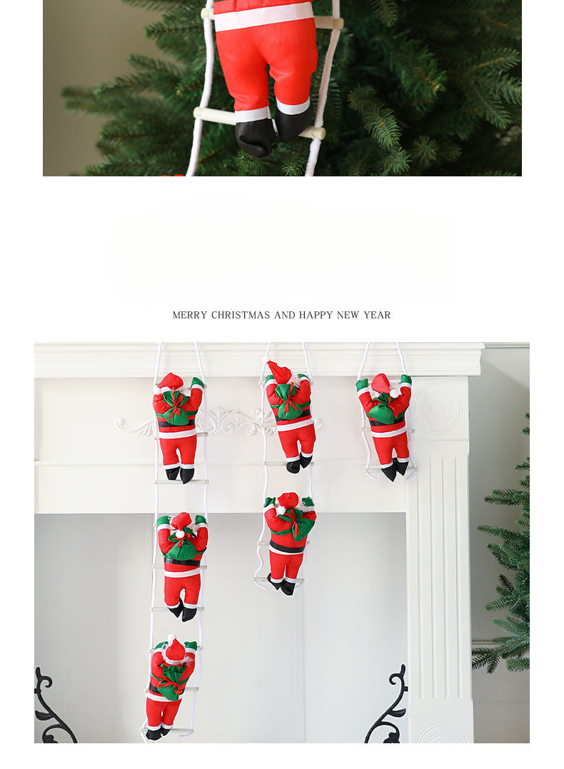 Santa Claus Climbing Ladder Desktop Creative Ornament Christmas Decoration Scene Setup Hanging Christmas Tree Decoration