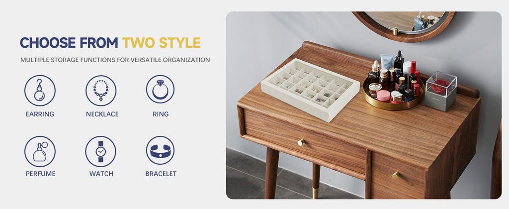 Cakulo Jewelry Organizer Set Velvet Tray with Lid Holds Rings Necklaces Bracelets