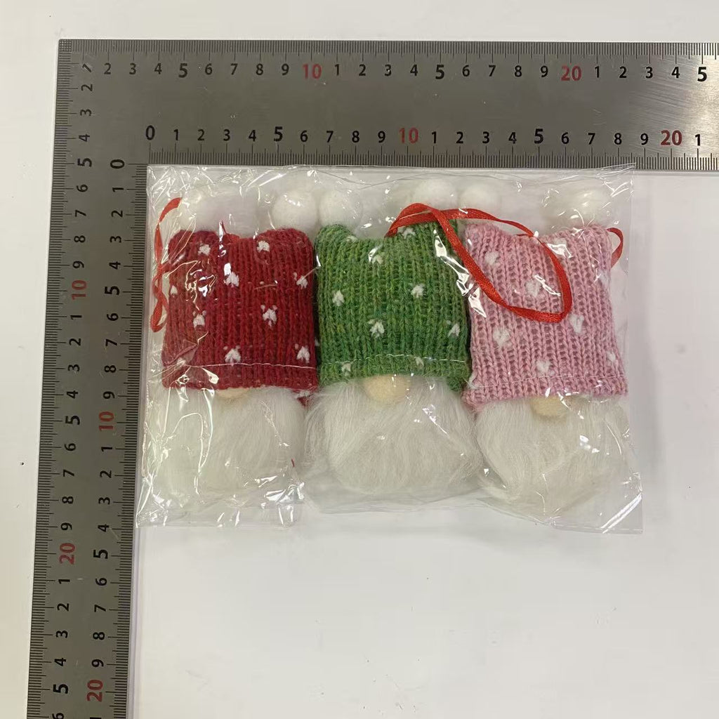 3-Piece Mingguan Christmas Nordic Style Knitted Gnome Pendant Set Christmas Decorations Gnome Figurine Ornaments