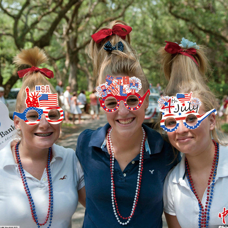Hot New Product American Independence Day Decorative Glasses American National Day Holiday Photo Props Paper Glasses