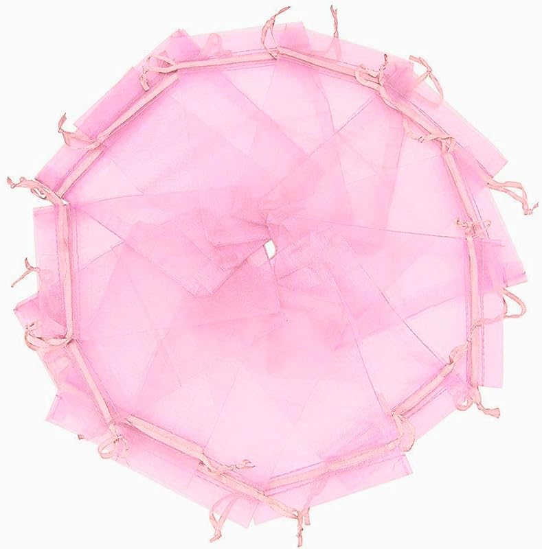 Cakulo 50pcs 6.7x9in Organza Bags Drawstring for Jewelry Candles Wine
