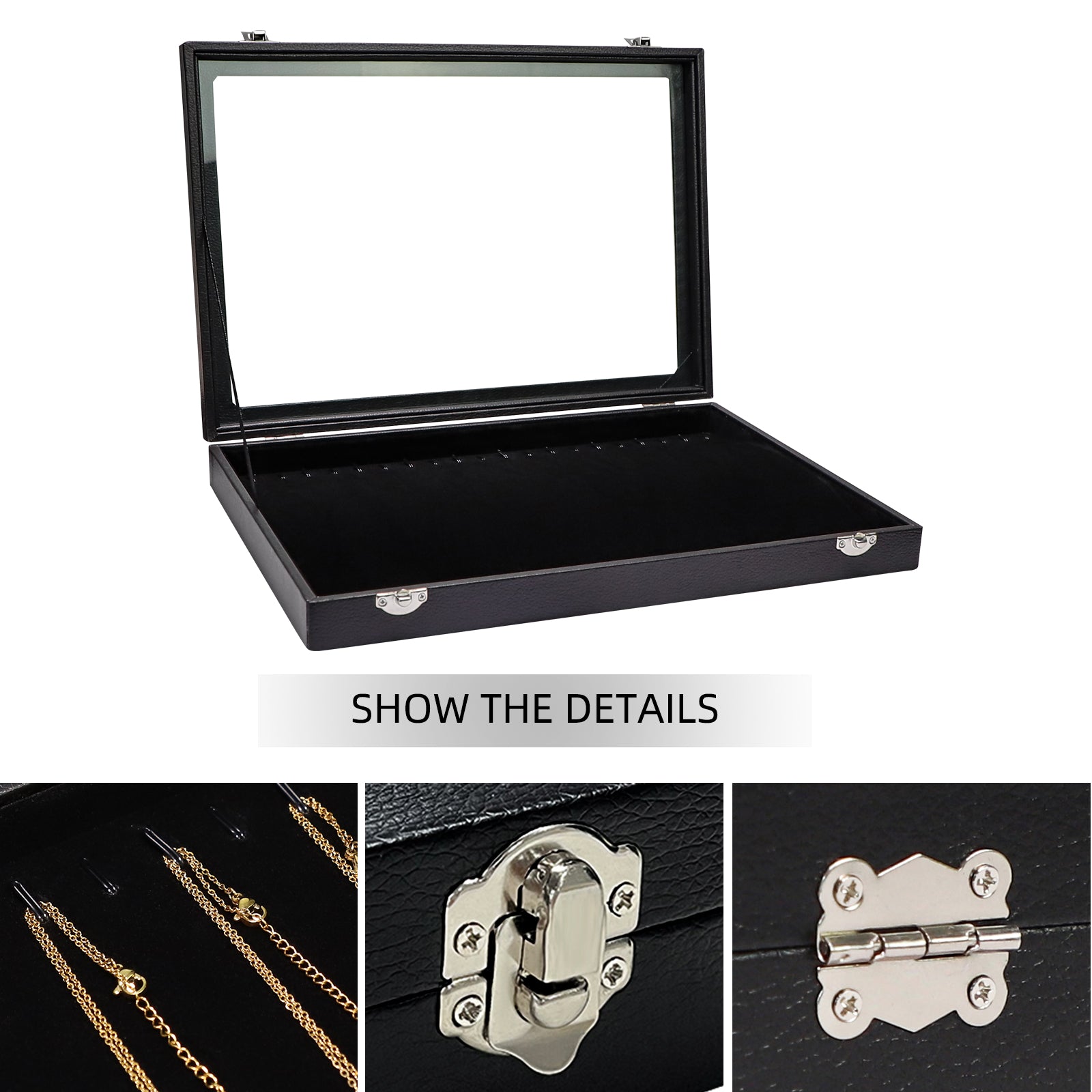 Cakulo Display Box Black Jewelry Storage Box with Clear Lid Holds Multiple