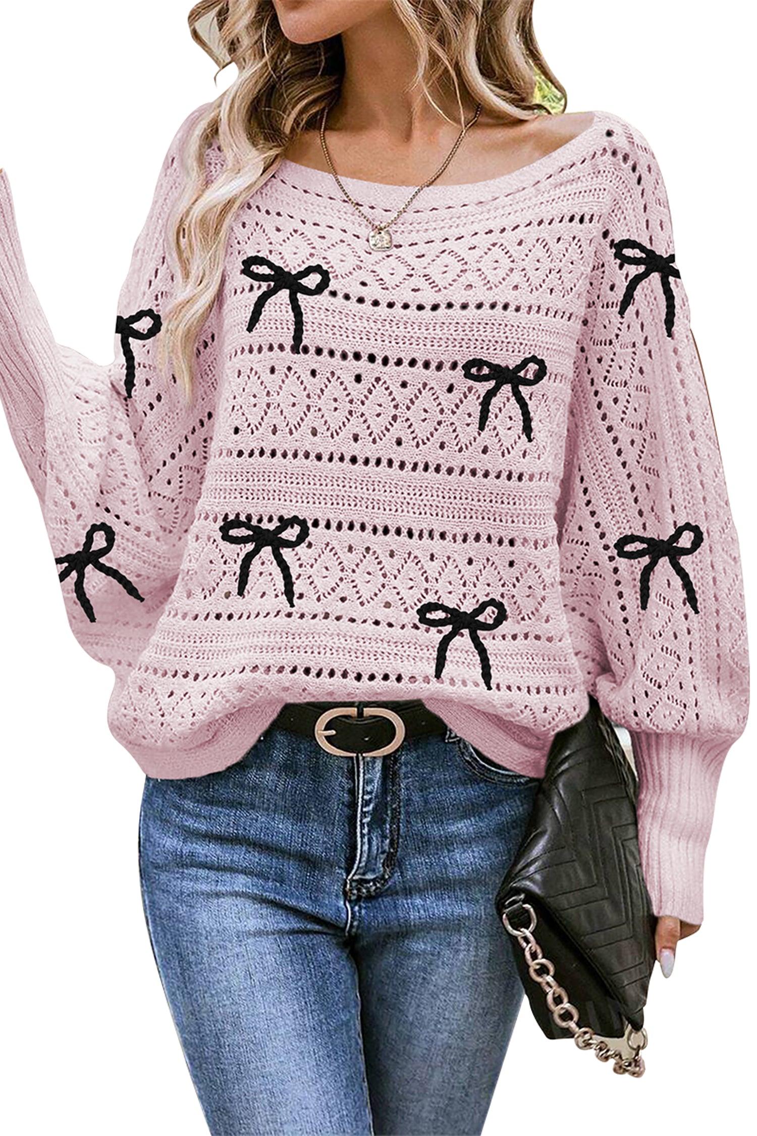 Cakulo Women's Off-Shoulder Batwing Sweater