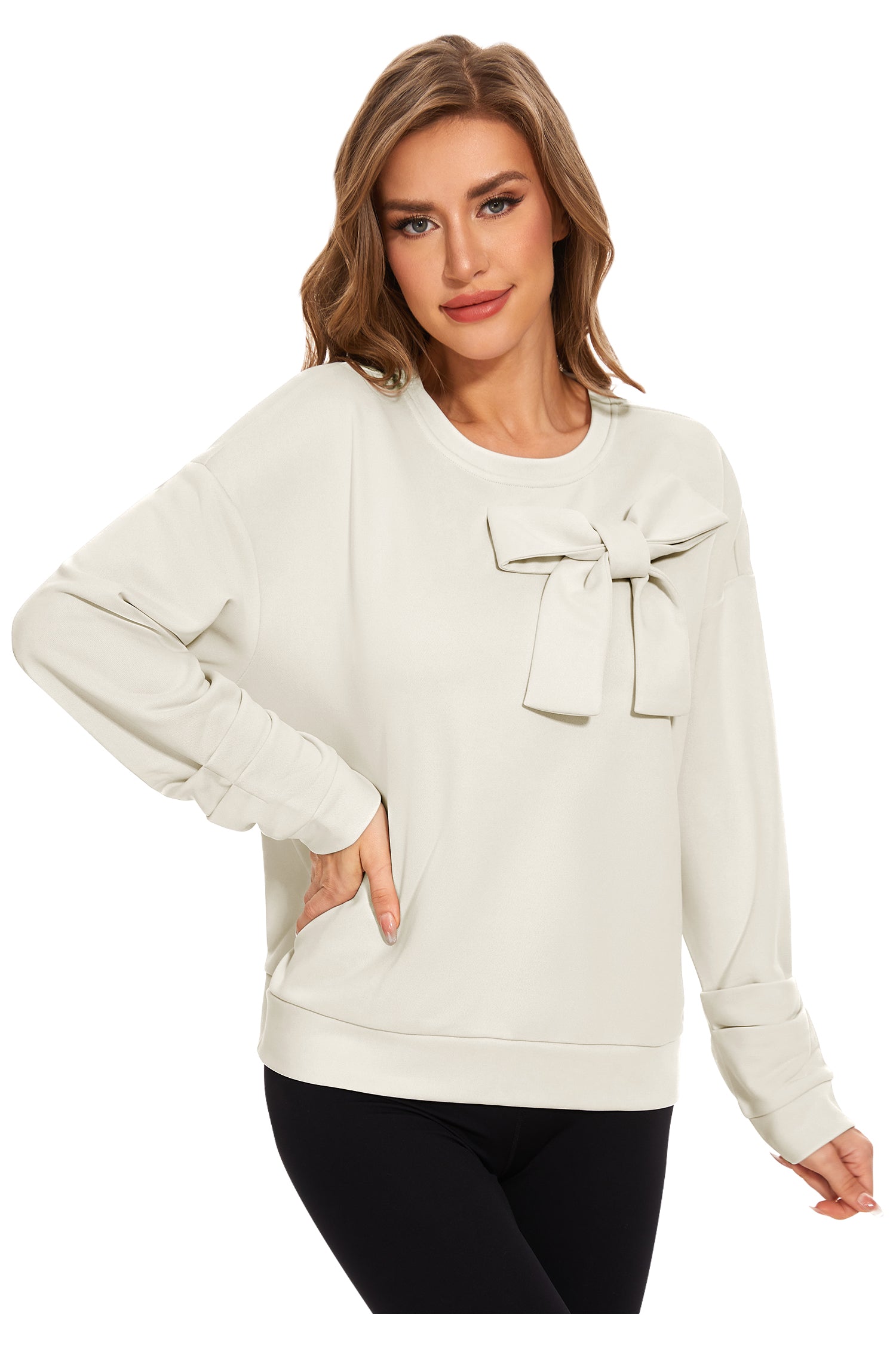 Cakulo Women's Oversized Bow Tunic Sweatshirt